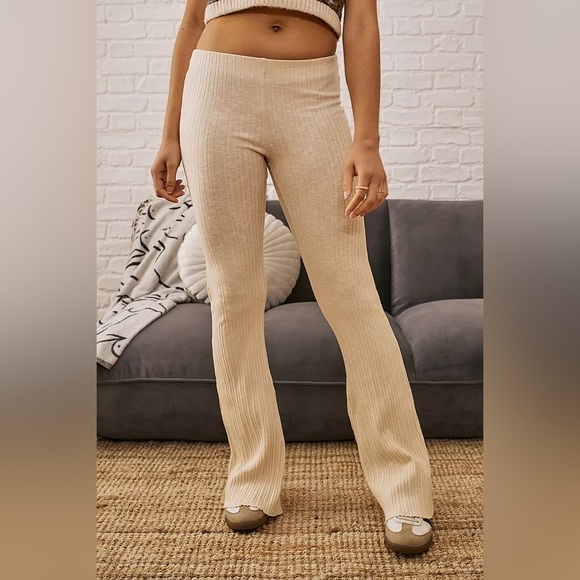 Urban Outfitters Pants - Urban Outfitters Rosie Ribbed Flare Pants Cream Womens Size XL